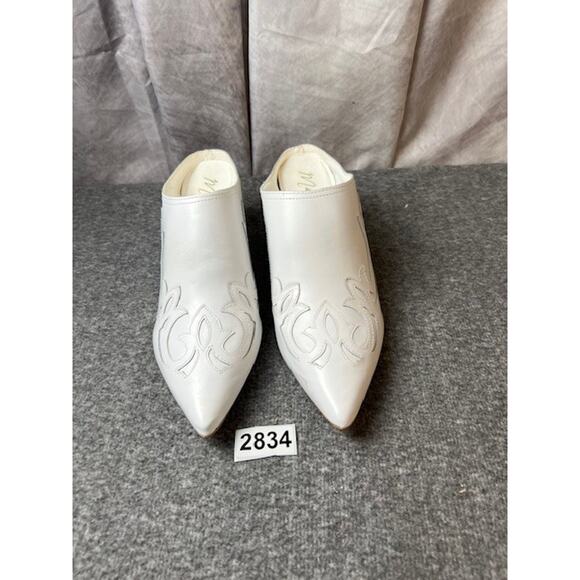 Matisse Marcell Mule Western Tooled Inlay Pointed Toe Women's Heel Size 9M White - Picture 8 of 8